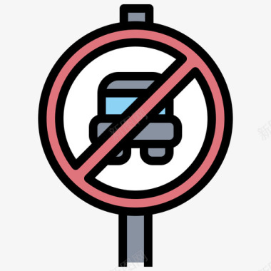 禁止停车29个交通标志线形颜色图标