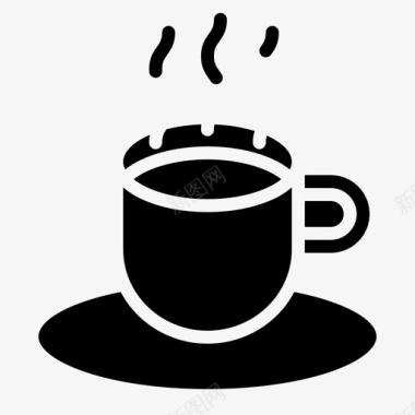 热咖啡咖啡机固体图标图标