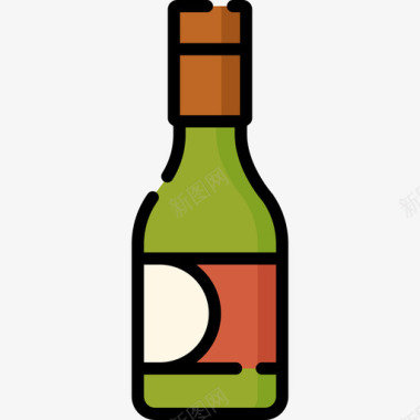 葡萄酒感恩节80线性颜色图标图标