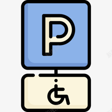 停车场残疾人援助9直线颜色图标