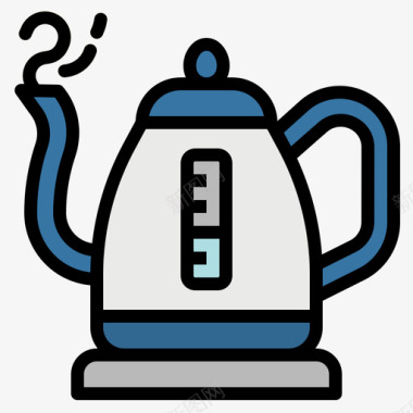 锅炉咖啡机4线性颜色图标图标