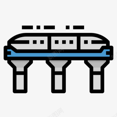单轨公共交通17线性颜色图标