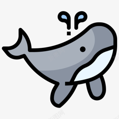 鲸鱼动物36线形颜色图标