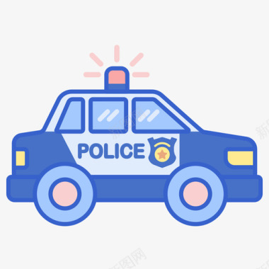警车警车47直线颜色图标