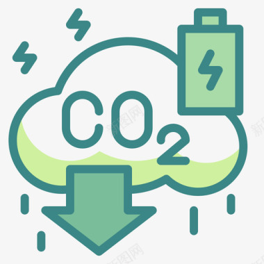 二氧化碳创新可再生能源双色调图标