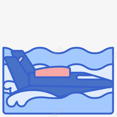 水上飞机水上运动2线性颜色图标