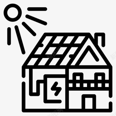 太阳能住宅创新可再生能源1线性图标图标