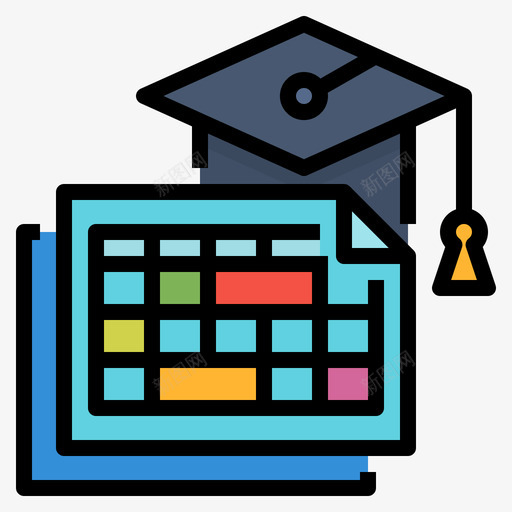 学位在线课程3线颜色svg_新图网 https://ixintu.com 学位 在线 课程 颜色