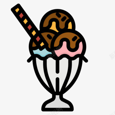 冰淇淋庆祝活动40线性颜色图标图标