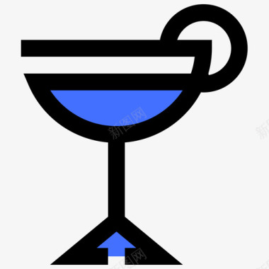 鸡尾酒食品和饮料蓝色领域图标