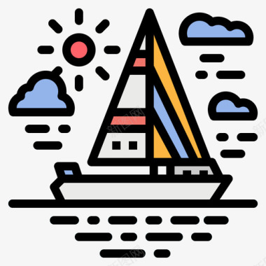 帆船假日25线性颜色图标