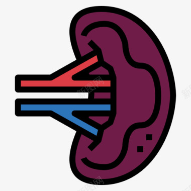 脾人体器官6线色图标图标