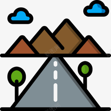山路公路旅行9线性颜色图标