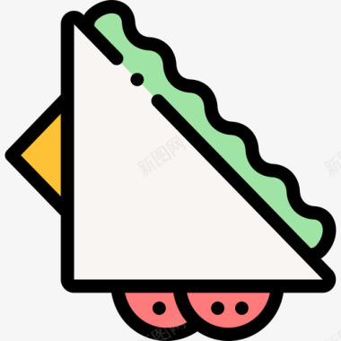 三明治床和早餐30线性颜色图标图标