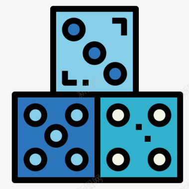 骰子棋盘游戏3线颜色图标
