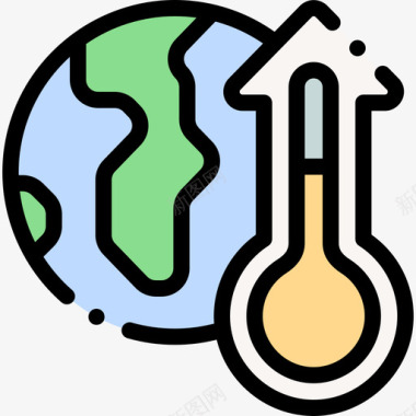 全球变暖生态学221线性色彩图标