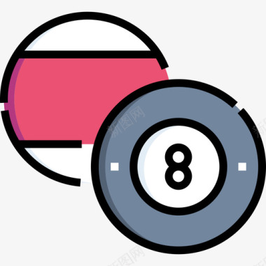 台球90号赌场线性颜色图标图标