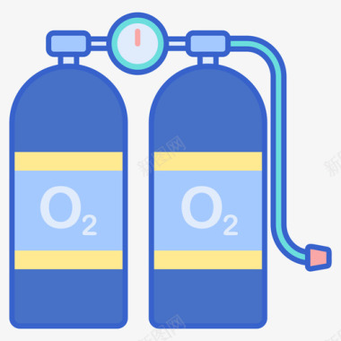 氧气罐水上运动2线性颜色图标