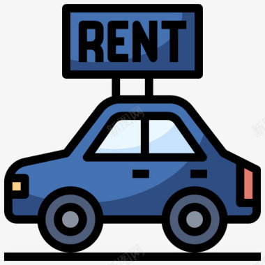 汽车租赁被动收入机会4线性颜色图标图标