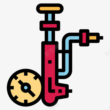 气泵3号摩托车线性颜色图标