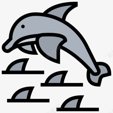 海豚夏季122线性颜色图标