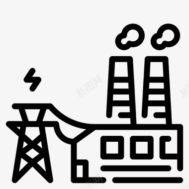 发电厂创新可再生能源1线性图标图标
