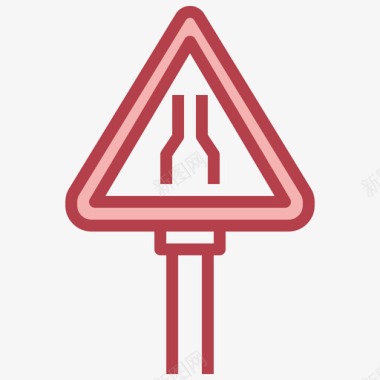 狭窄交通标志30红色图标