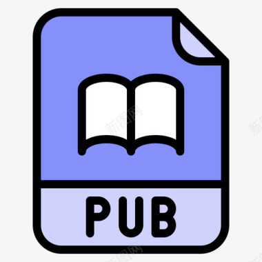Pub文件扩展名线颜色图标图标