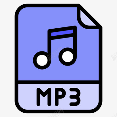 Mp3文件扩展名线性颜色图标