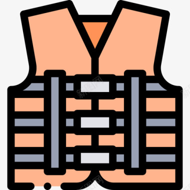 救生衣水手27线性颜色图标图标