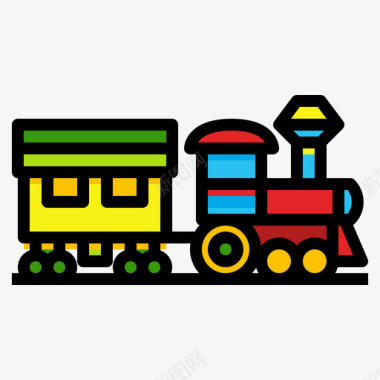 火车玩具儿童玩具1线性颜色图标