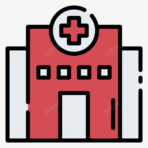 医院公共服务1线性颜色图标svg_新图网 https://ixintu.com 公共服务 医院 线性 颜色