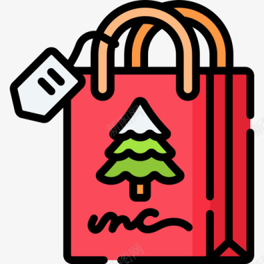 购物袋圣诞礼物1线性颜色图标