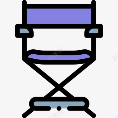 106电影院导演椅线性颜色图标图标