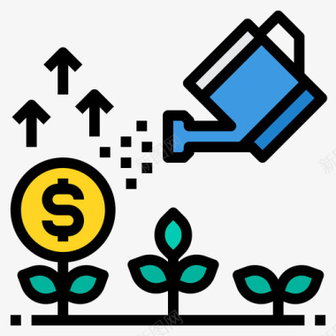 金钱树商业和金融8线性颜色图标