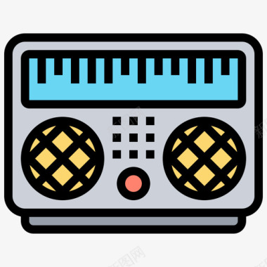 收音机复古技术5线性颜色图标