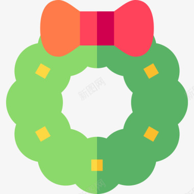 圣诞花环圣诞装饰8扁平图标图标