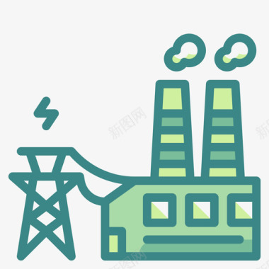 发电厂创新可再生能源双色调图标