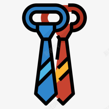 领带男士旅行包装3线性颜色图标