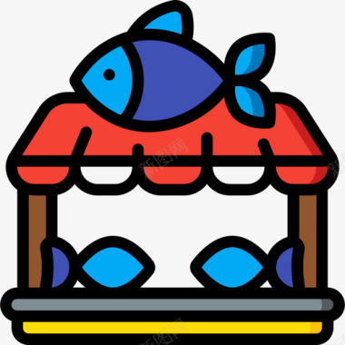 鱼市场66号市场线性颜色图标