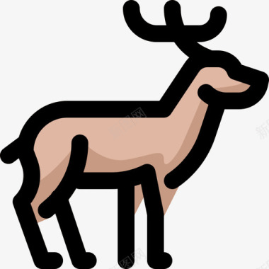 鹿野生动物7线形颜色图标