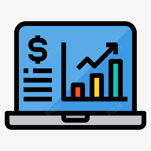 笔记本电脑商务和金融8线性颜色svg_新图网 https://ixintu.com 笔记本 电脑 商务 金融 线性 颜色