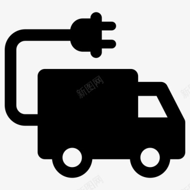 电动卡车生态运输环保卡车图标