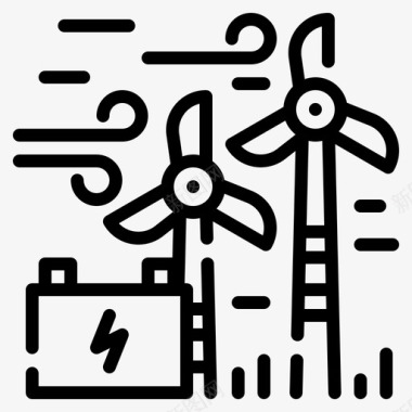 风能创新可再生能源1线性图标图标