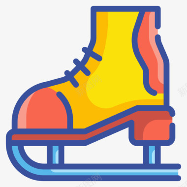 滑冰鞋冬季97线性颜色图标图标