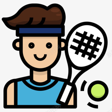 网球职业27直线颜色图标图标