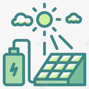 太阳能电池创新可再生能源双色调图标