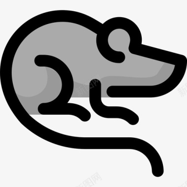 老鼠野生动物7线状颜色图标