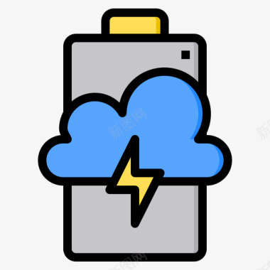 云存储电池2线性颜色图标