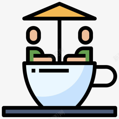 茶杯之旅主题公园7线性颜色图标